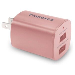 Tranesca 2.4 Amp Dual USB Port Travel Wall Charger Cube with Foldable Plug for i